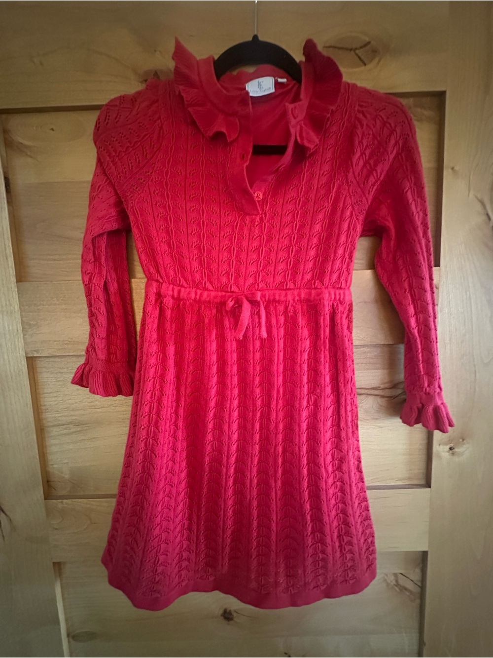 Little English Girls Sz 8 Bright Red Knit Ruffle Dress